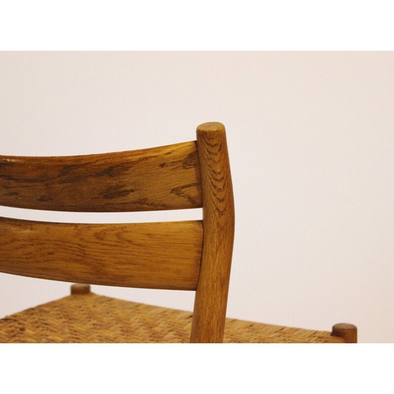 Image 1 of 4 dänische Esszimmerstühle aus Eiche und Sitz aus Papierkordel, 1960er Jahre.