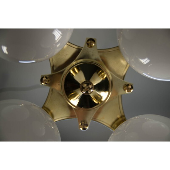 Image 1 of 4-Flammen-Kronleuchter aus Messing im Art-Deco-Stil, 1920