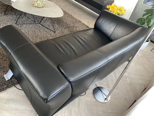 Rolf Benz 2,5-Sitzer-Sofa aus schwarzem Leder