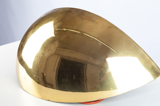 Image 1 of Goldene italienische Wandlampe in Halbmondform, 1960er