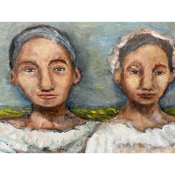 Image 1 of Vintage Öl auf Leinwand "Die 3 Schwestern" von Elodie Huré