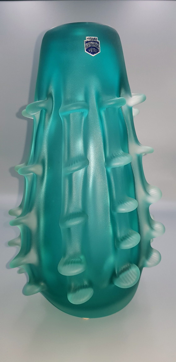 Image 1 of 50er Jahre Muranoglas Aqua Coroso Vase Signiert