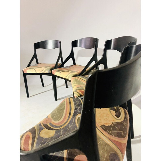 Image 1 of Satz von 4 Vintage-Stühlen aus Holz und Stoff, 1970