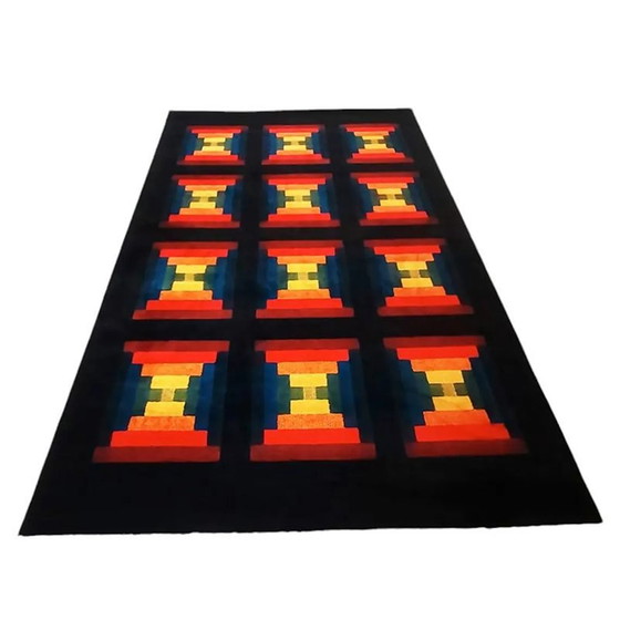 Image 1 of 1980er Geometrischer Teppich "Country" von Missoni für T&J Vestor aus reiner Wolle,