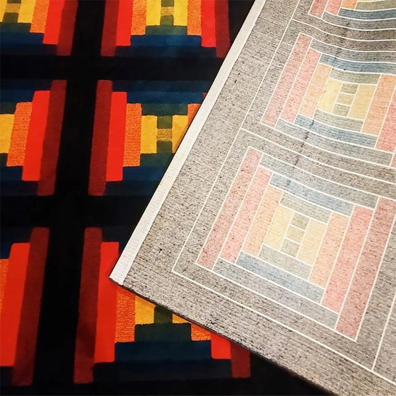 Image 1 of 1980er Geometrischer Teppich "Country" von Missoni für T&J Vestor aus reiner Wolle,