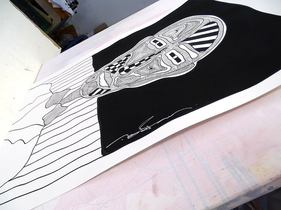 Image 1 of Original Unterzeichnete Zeichnung - The Big Fat Boy - The Man In The Right Corner