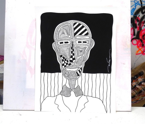 Image 1 of Original Unterzeichnete Zeichnung - The Big Fat Boy - The Man In The Right Corner