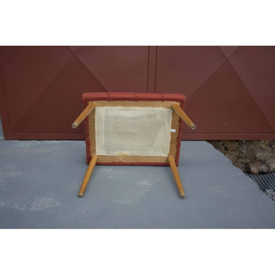 Image 1 of Mid Century Fußstütze aus Buchenholz und Stoff, Tschechoslowakei 1960er Jahre