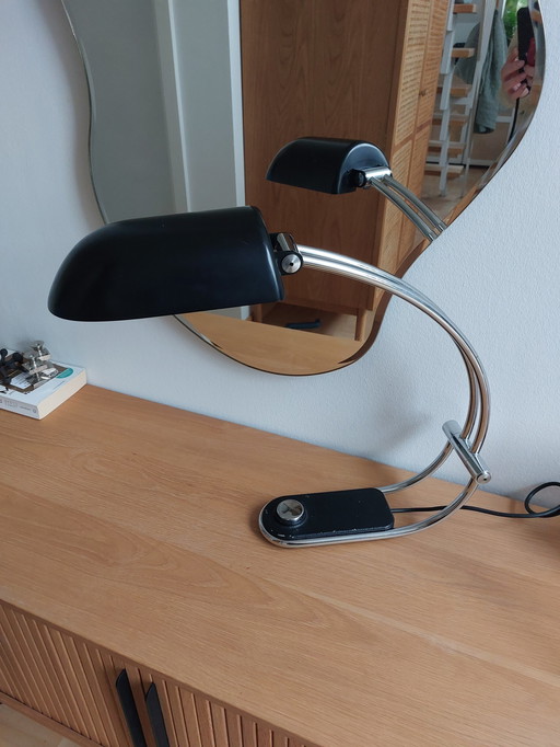 Vintage Hillebrand Tischlampe Table Lamp Chrom Schwarz 70Er Space Age