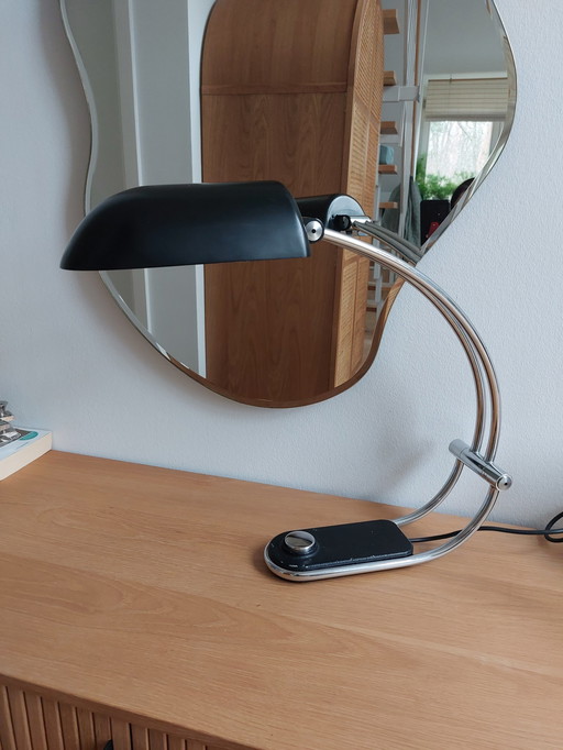 Vintage Hillebrand Tischlampe Table Lamp Chrom Schwarz 70Er Space Age