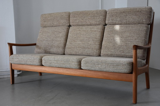 Teak Sofa Mit Hoher Rückenlehne Von Juul Kristensen, 1970Er