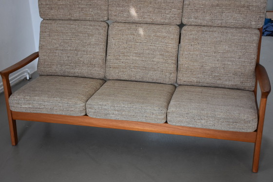 Image 1 of Teak Sofa Mit Hoher Rückenlehne Von Juul Kristensen, 1970Er