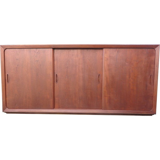 Niedriges Sideboard mit 3 Schiebetüren aus Teakholz, Dänemark 1960