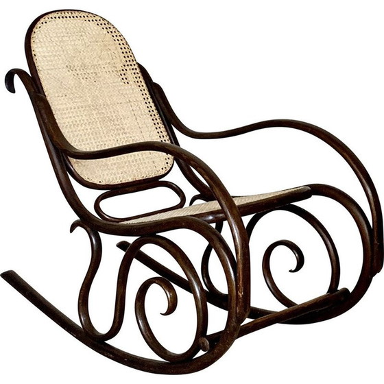 Image 1 of Vintage Thonet Schaukelstuhl aus Schilfrohr