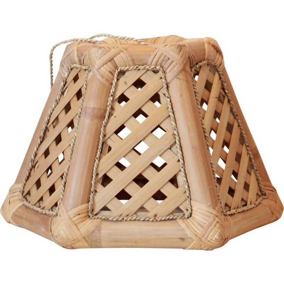 Image 1 of Vintage-Hängeleuchte aus Bambus und Holz, 1970er Jahre