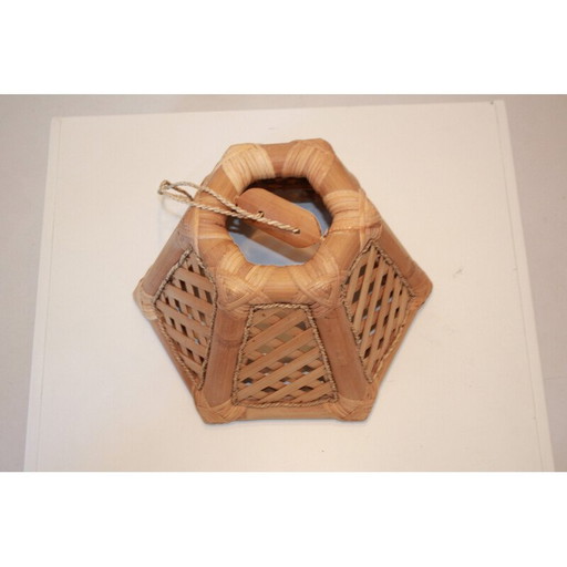 Vintage-Hängeleuchte aus Bambus und Holz, 1970er Jahre