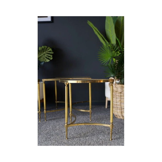 Image 1 of Nisttisch aus Messing und Glas, Frankreich 1970