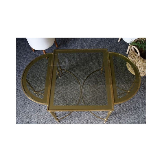 Image 1 of Nisttisch aus Messing und Glas, Frankreich 1970