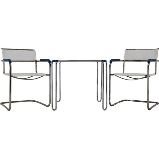 Beistelltisch B10 und zwei Sessel B34 von Marcel Breuer für Mucke Melder, Tschechoslowakei 1930er Jahre