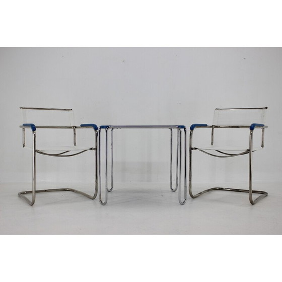 Image 1 of Beistelltisch B10 und zwei Sessel B34 von Marcel Breuer für Mucke Melder, Tschechoslowakei 1930er Jahre