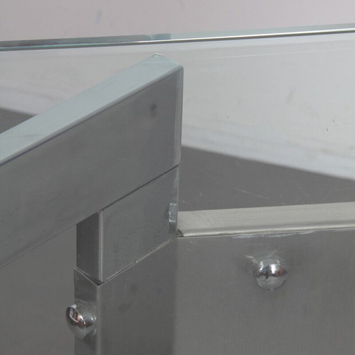 Vintage-Konsole aus verchromtem Metall und Glas, 1970