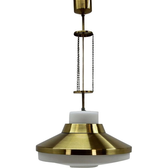 Image 1 of Vintage-Pendelleuchte aus Messing und Glas von Napako, 1970