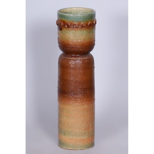 Vintage Vase aus glasierter Keramik, Tschechoslowakei 1950