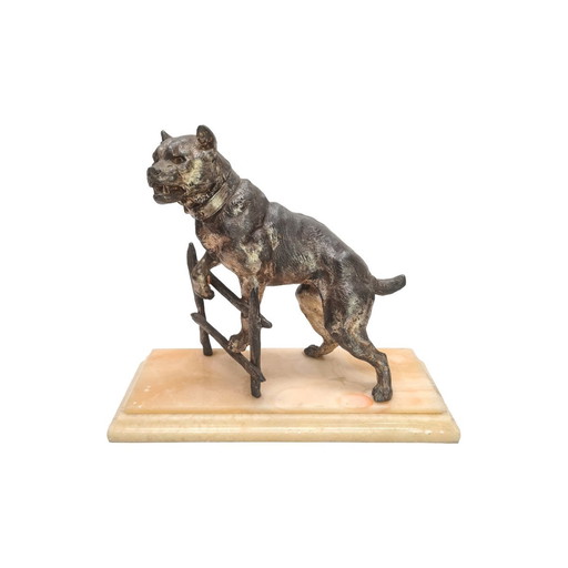 Antike französische Statue einer Bulldogge Charles Valton um 1900