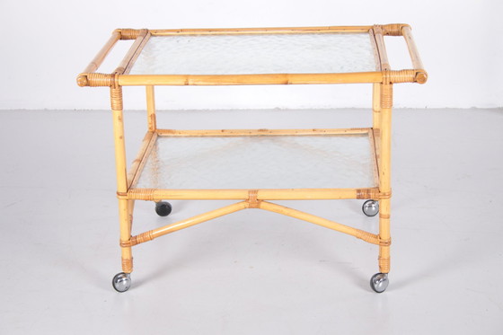 Image 1 of Vintage Bamboo Trolley Französisch 1960S