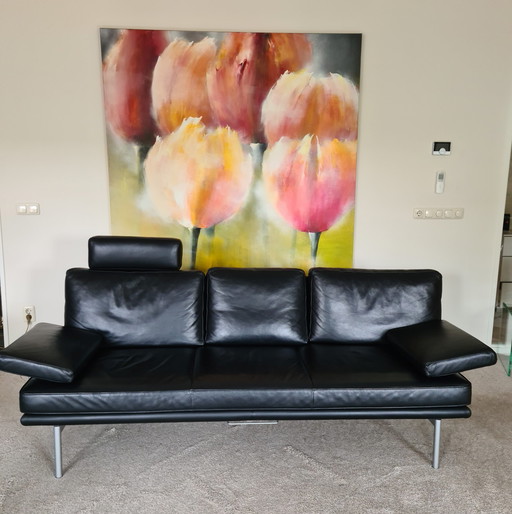 Walter Knoll 3-Sitzer-Sofa aus schwarzem Leder