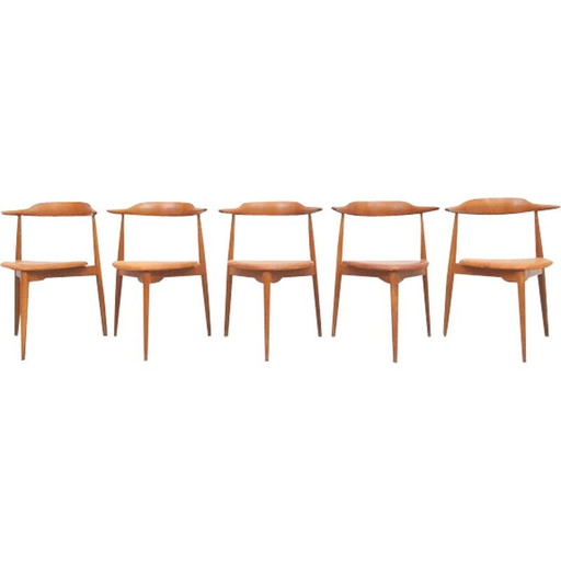 Satz von 5 skandinavischen Stühlen von Hans J. Wegner, 1952