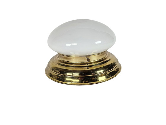 Image 1 of Dutch Design - Giso Gispen - Modell Lauritsen - Deckenleuchte - Opalglas - Messing - 2000