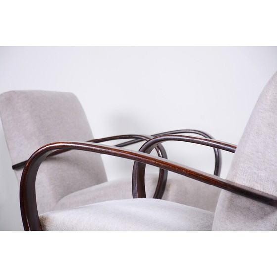 Image 1 of Paar Buchenholzsessel im Art-déco-Stil von Jindrich Halabala für UP Zavody, Tschechoslowakei 1930