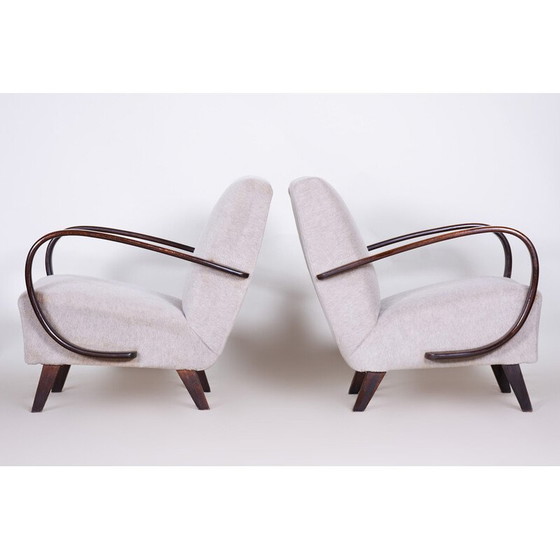 Image 1 of Paar Buchenholzsessel im Art-déco-Stil von Jindrich Halabala für UP Zavody, Tschechoslowakei 1930