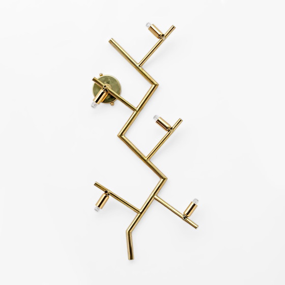 Image 1 of Paar moderne italienische Muranoglas und Messing Blumen Wandlampen