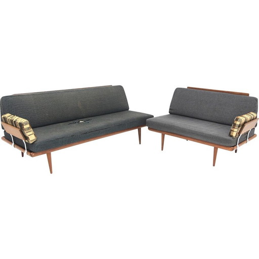 Vintage "Minerva" teak and fabric daybeds by Peter Hvidt and Orla Mölgaard Nielsen for France et fils, Denmark 1960