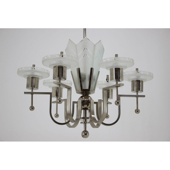 Image 1 of Art Deco vintage bauhaus Aufhängung in Chrom Funktionalismus, Tschechoslowakei 1930