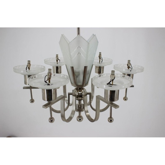 Image 1 of Art Deco vintage bauhaus Aufhängung in Chrom Funktionalismus, Tschechoslowakei 1930