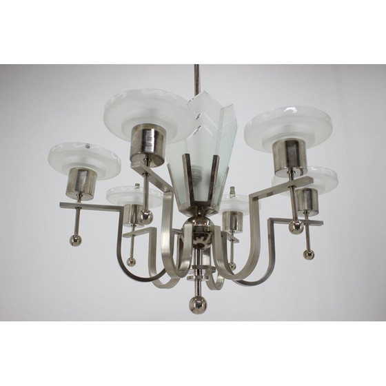 Image 1 of Art Deco vintage bauhaus Aufhängung in Chrom Funktionalismus, Tschechoslowakei 1930