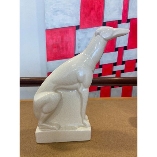 Paar alte Windhunde aus Keramik von Charles Lemanceau, 1925