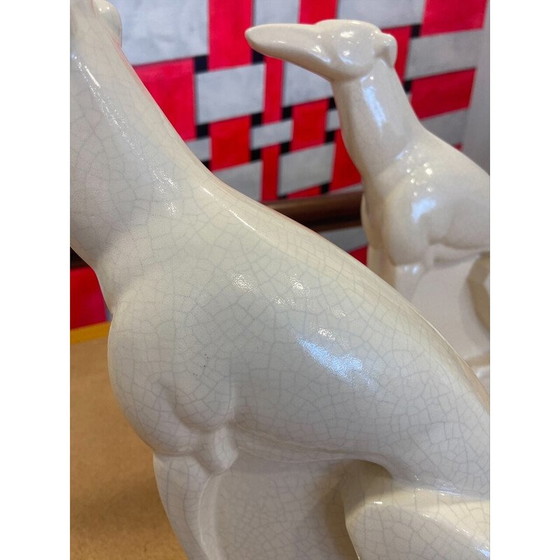 Image 1 of Paar alte Windhunde aus Keramik von Charles Lemanceau, 1925