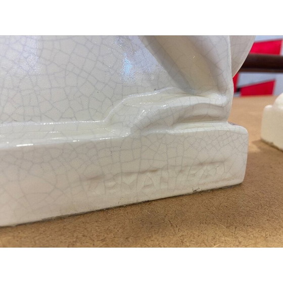 Image 1 of Paar alte Windhunde aus Keramik von Charles Lemanceau, 1925