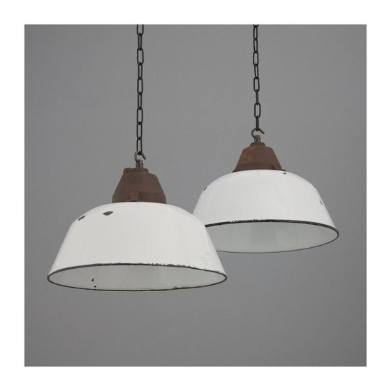 Image 1 of Vintage Fabrik Stahl Pendelleuchte, Ungarn