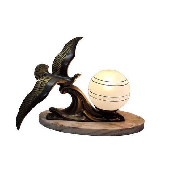 Image 1 of Art Deco Tischlampe auf Marmorsockel