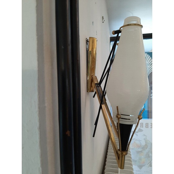 Image 1 of Paar alte Wandlampen mit gestreiftem Glas, Italien 1950