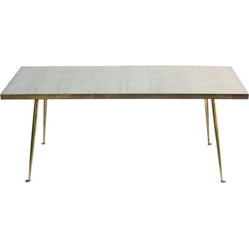 Vintage Mosaik Couchtisch auf Messingbeinen, 1950
