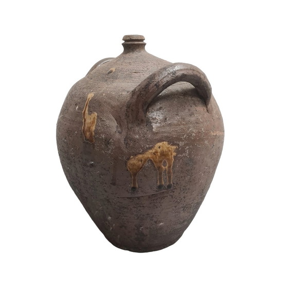 Image 1 of Alte französische Ölflasche aus Steinzeug, 1950er Jahre