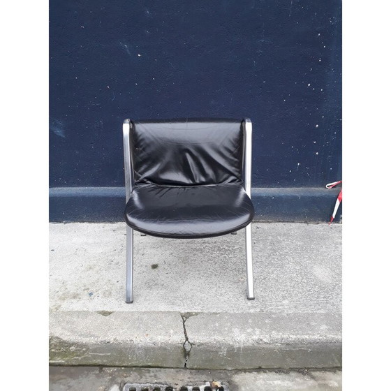 Image 1 of 4 Stühle aus Chrom und Leder im italienischen Design 70