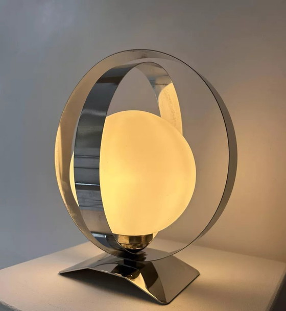 Image 1 of Vintage Tischlampe, Chrom Und Opalin, Frankreich 1970