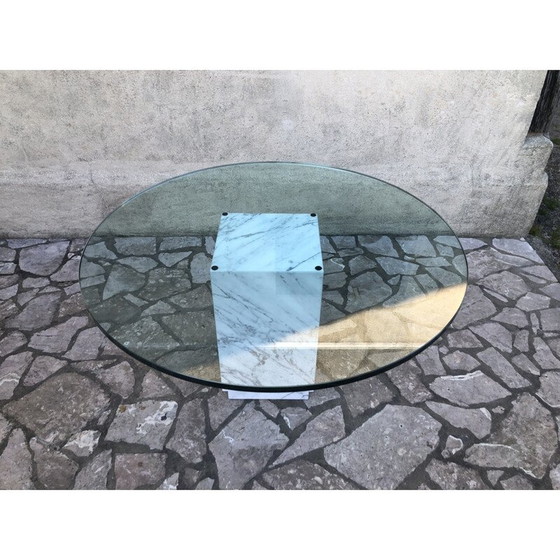 Image 1 of Großer Vintage-Tisch aus Carrara-Marmor 1970er Jahre